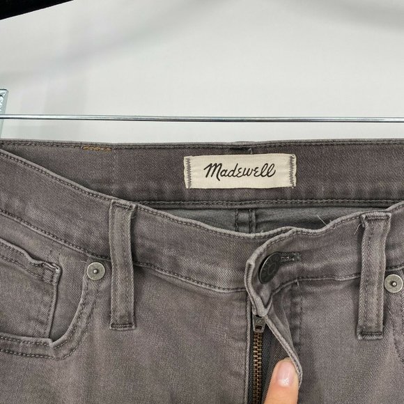Madewell 9" High Rise Skinny Fit Jeans Womens Size 26 Stretch Raw Hem Denim Gray - Picture 4 of 12